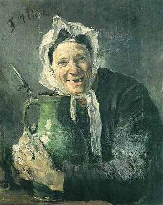 Fritz von Uhde Old woman with a pitcher oil painting image